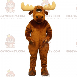 BIGGYMONKEY™ Reindeer Mascot Costume with Beige Horns -