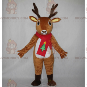 Costume da mascotte renna BIGGYMONKEY™ con sciarpa di Natale - Mascotte di cervi e daini - BIGGYMONKEY_016764 - BiggyMonkey.com