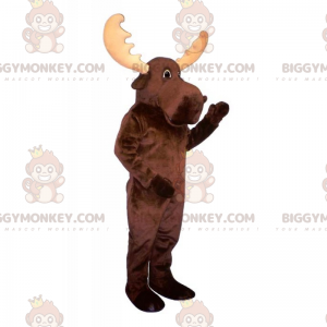 Reindeer BIGGYMONKEY™ Mascot Costume with Big Horns -