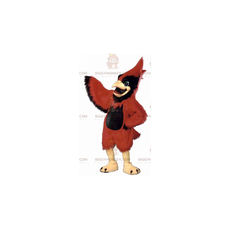 Costume de mascotte BIGGYMONKEY™ d'oiseau rouge et noir très Costume de mascotte BIGGYMONKEY™ d'oiseau rouge et noir très