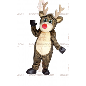 Red Nosed Santa Claus Rensdyr BIGGYMONKEY™ maskotkostume - Hjort og doe-maskoter - BIGGYMONKEY_016771 - BiggyMonkey.com