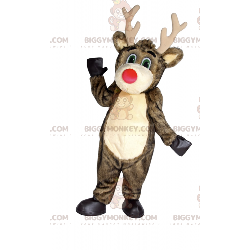 Red Nosed Santa Claus Rensdyr BIGGYMONKEY™ maskotkostume - Hjort og doe-maskoter - BIGGYMONKEY_016771 - BiggyMonkey.com
