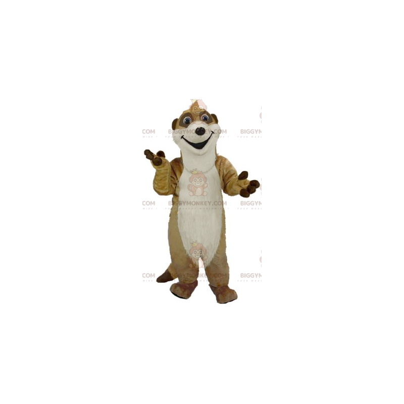 Costume de mascotte BIGGYMONKEY™ de suricate beige et blanc - Costume de mascotte BIGGYMONKEY™ de suricate beige et blanc -