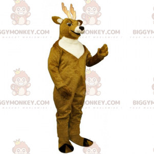Brown Reindeer BIGGYMONKEY™ Mascot Costume with White Collar -