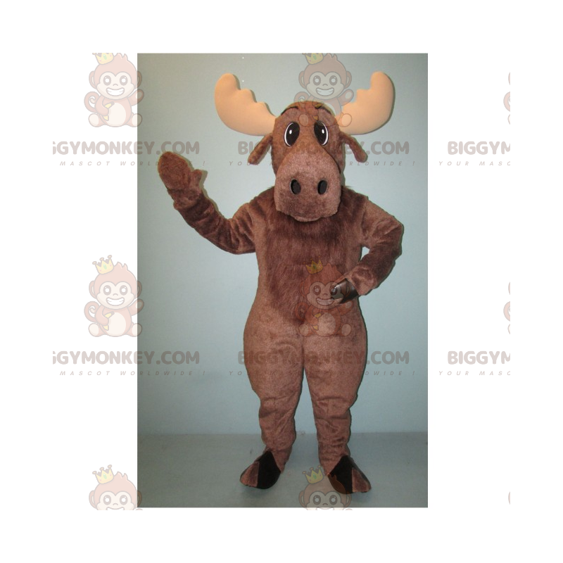 Braunes Rentier und beige Hörner BIGGYMONKEY™ Maskottchenkostüm Braunes Rentier und beige Hörner BIGGYMONKEY™ Maskottchenkostüm