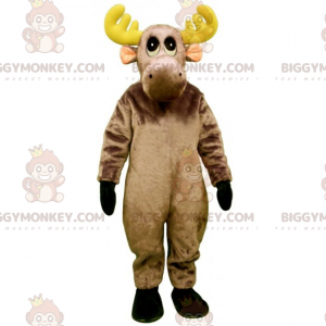 BIGGYMONKEY™ Soft Reindeer Mascot Costume with Yellow Antlers -