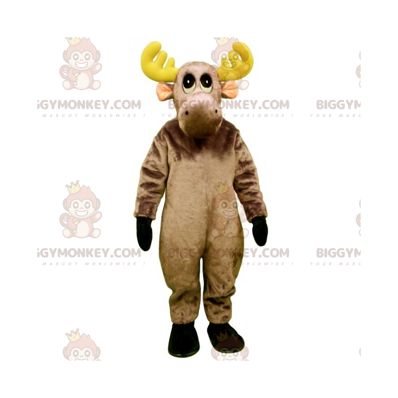 BIGGYMONKEY™ zacht rendiermascottekostuum met geel gewei - BIGGYMONKEY™ zacht rendiermascottekostuum met geel gewei -