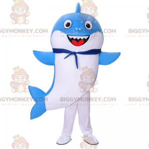 Kostým maskota s úsměvem Blue Shark BIGGYMONKEY™ –