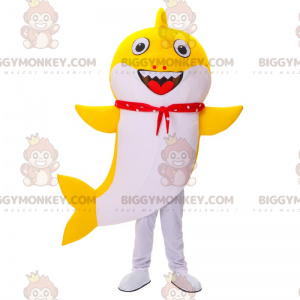 Lächelnder gelber Hai BIGGYMONKEY™ Maskottchen-Kostüm -