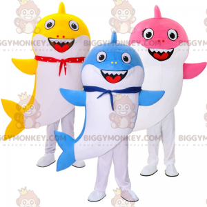 Smiling Yellow Shark BIGGYMONKEY™ Mascot Costume -