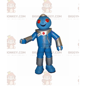 Blauer Roboter Rote Augen BIGGYMONKEY™ Maskottchenkostüm -