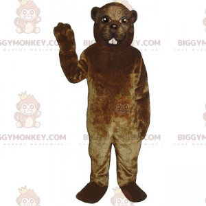 BIGGYMONKEY™ Nagetier-Maskottchen-Kostüm mit großen weißen