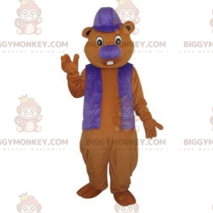 BIGGYMONKEY™ Costume da mascotte roditore con naso viola -