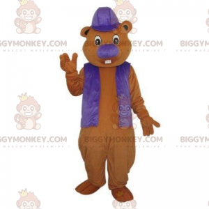 BIGGYMONKEY™ Rodent Mascot Costume with Purple Nose -