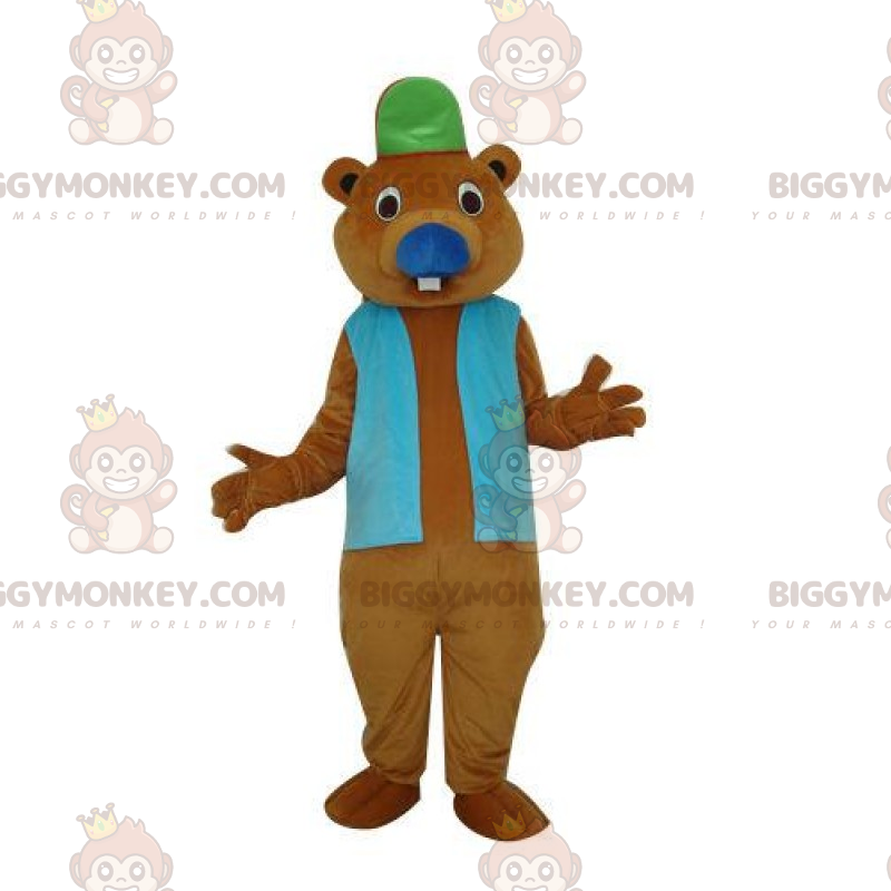 Costume de mascotte BIGGYMONKEY™ de rongeur en casquette et