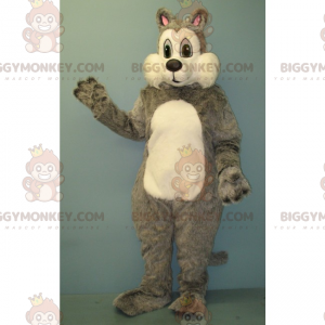 Costume da mascotte BIGGYMONKEY™ scoiattolo grigio e bianco -