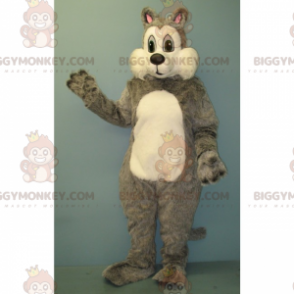 Traje de mascote de esquilo cinza e branco BIGGYMONKEY™ –