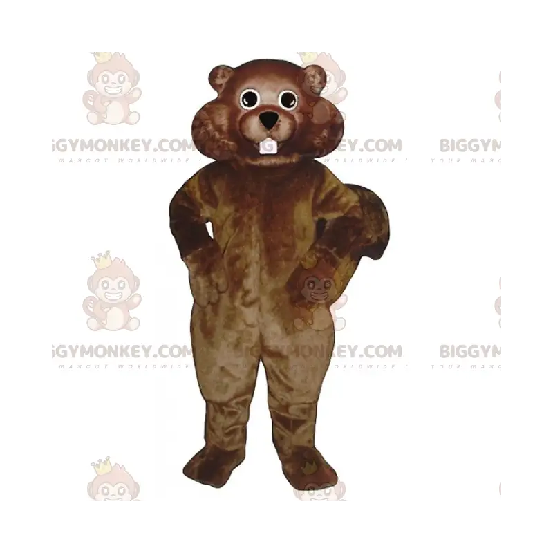 BIGGYMONKEY™ Maskottchenkostüm Braunes Nagetier mit großen
