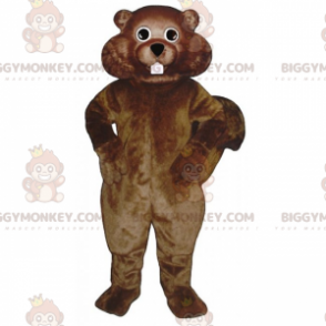 Kostým maskota BIGGYMONKEY™ Hnědý hlodavec s velkými bílými zuby - Myš maskot - BIGGYMONKEY_016839 - BiggyMonkey.com