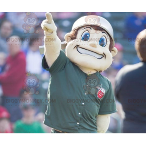 Blue Eyed Boy BIGGYMONKEY™ Mascot Costume With Pan On His Head