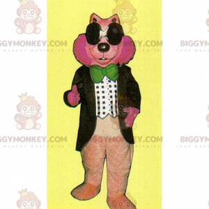 BIGGYMONKEY™ Pink Rodent Mascot Costume with Bow Tie -