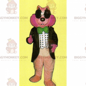 Disfraz de mascota de roedor rosa BIGGYMONKEY™ con pajarita -