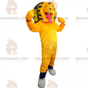 BIGGYMONKEY™ Maskottchen-Kostüm mit gelber und blauer Schlange