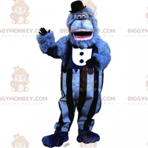Blue Monkey BIGGYMONKEY™ Mascot Costume with Suit and Hat -