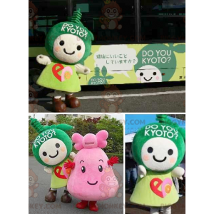 2 BIGGYMONKEY™s mascot of green and pink manga characters -