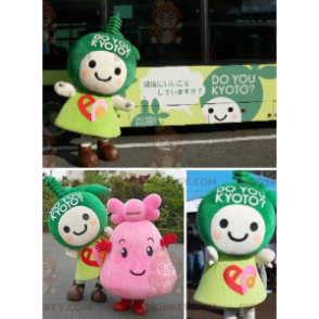 2 BIGGYMONKEY™s mascot of green and pink manga characters -