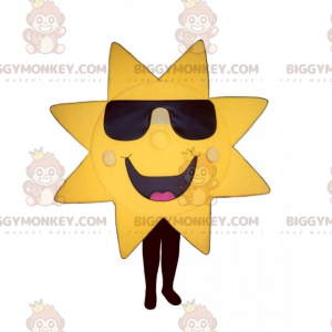 BIGGYMONKEY™ Mascot Costume Sun in Dark Glasses and Big Smile -