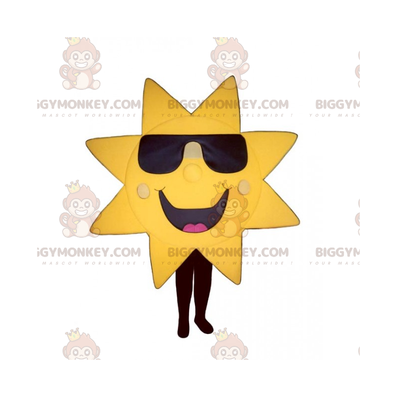 BIGGYMONKEY™ Mascot Costume Sun in Dark Glasses and Big Smile -