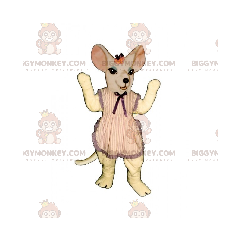 Mouse BIGGYMONKEY™ Mascot Costume with Striped Apron -