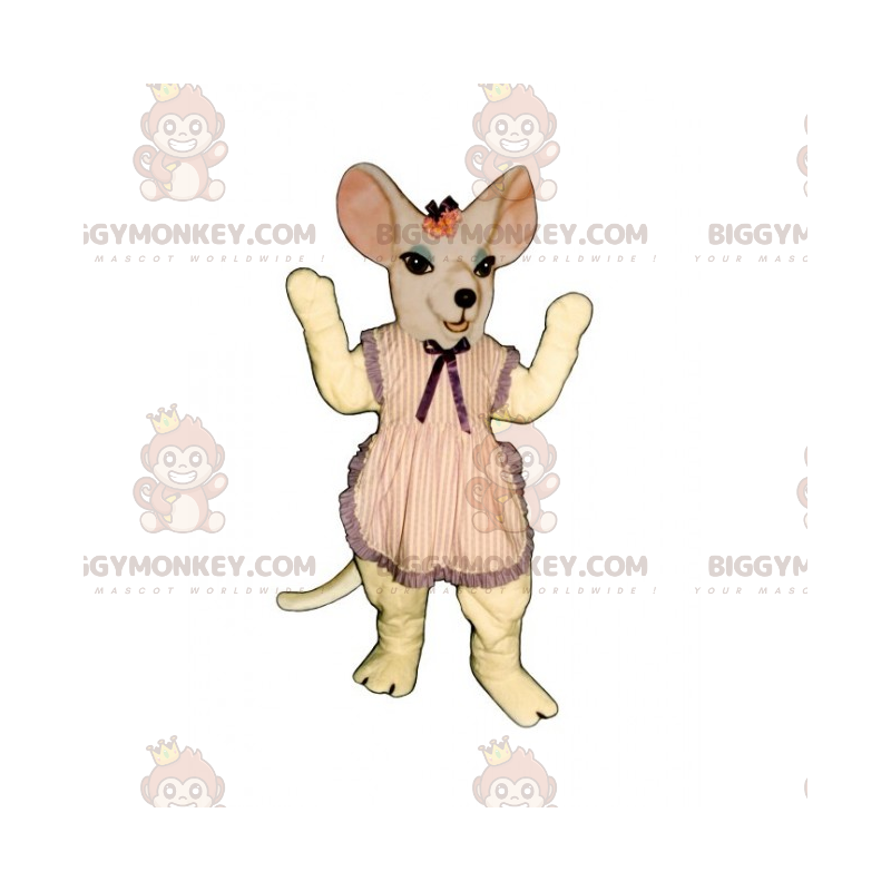Muis BIGGYMONKEY™ mascottekostuum met gestreepte schort - Muis BIGGYMONKEY™ mascottekostuum met gestreepte schort -
