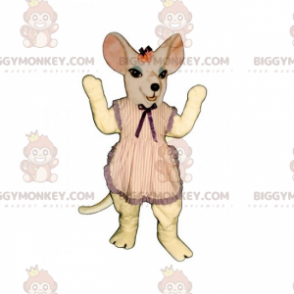 Mouse BIGGYMONKEY™ Mascot Costume with Striped Apron -