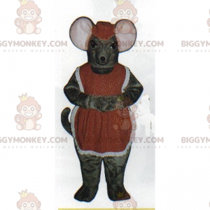 Mouse BIGGYMONKEY™ Mascot Costume with Apron and Round Glasses