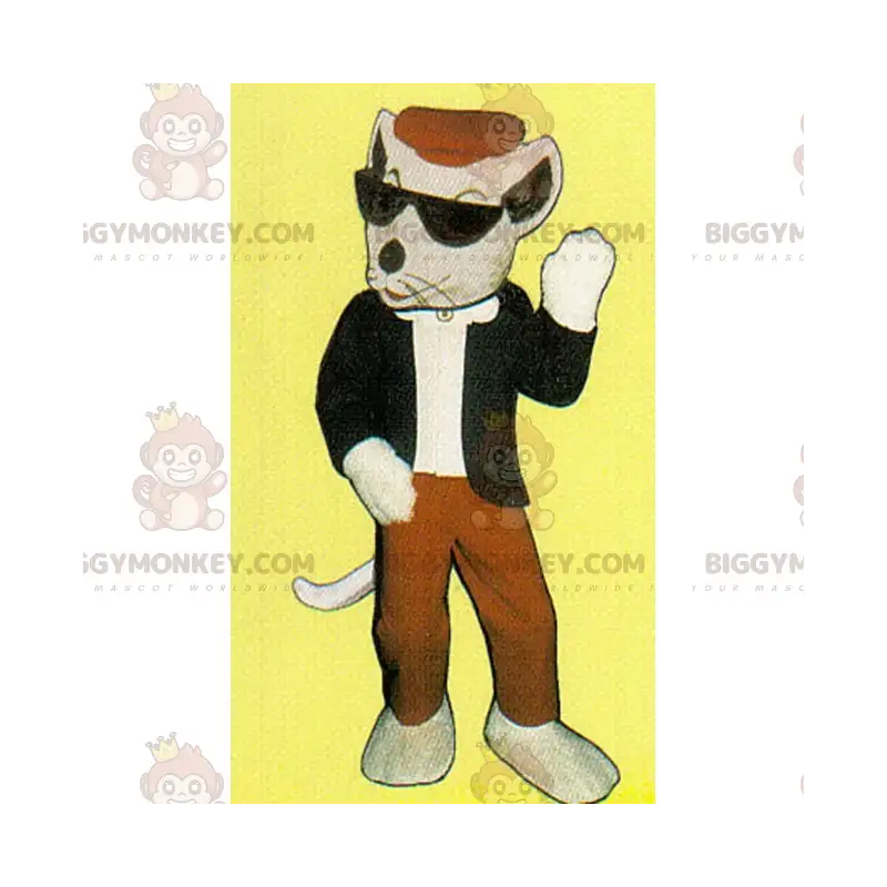 Costume da mascotte BIGGYMONKEY™ da topo bianco con berretto -