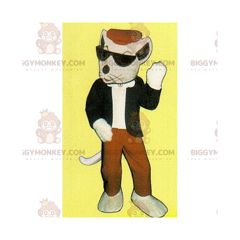White Mouse BIGGYMONKEY™ Mascot Costume with Beret -