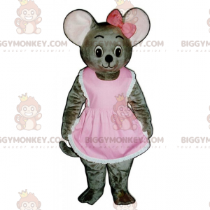 Mouse BIGGYMONKEY™ Mascot Costume in Dress and Bow -