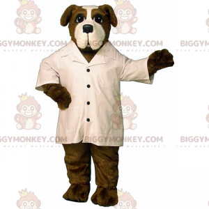 Kostým maskota BIGGYMONKEY™ St Bernard s bílým pláštěm –