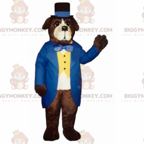 Kostým maskota svatého Bernarda BIGGYMONKEY™ v modrých slavnostních šatech - Maskoti psů - BIGGYMONKEY_016914 - BiggyMonkey.com