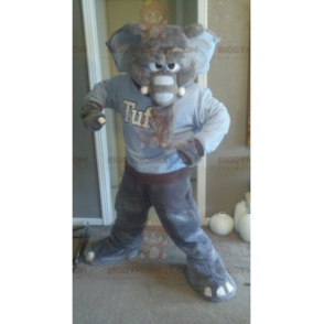  Costume da mascotte BIGGYMONKEY™ con elefante grigio dall'aspetto feroce - Mascotte di elefanti - BiggyMonkey.com