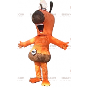 Oranssi ja ruskea lumiukko BIGGYMONKEY™ maskottiasu -