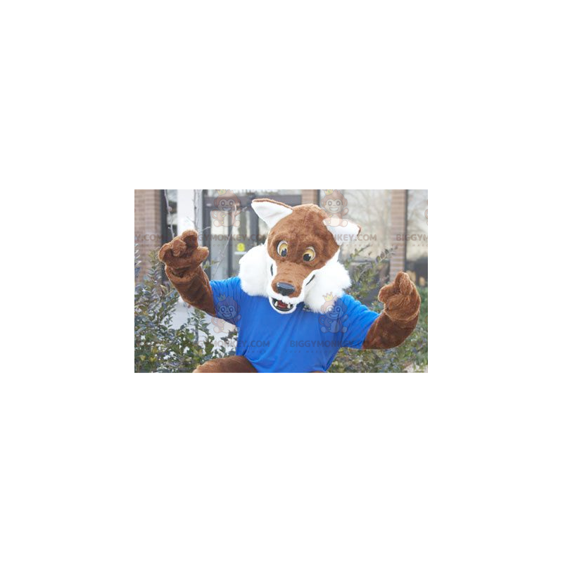Alle harige bruine en witte vos BIGGYMONKEY™ mascottekostuum - Alle harige bruine en witte vos BIGGYMONKEY™ mascottekostuum -