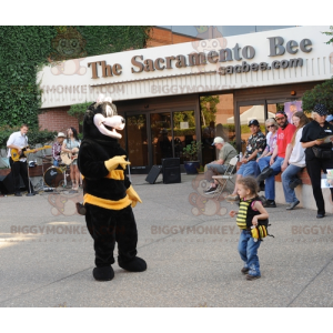 Niedliches schwarz-gelbes Biene BIGGYMONKEY™ Maskottchen-Kostüm
