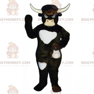 White Spotted Bull BIGGYMONKEY™ maskottiasu - Lehmän maskotit - BIGGYMONKEY_016942 - BiggyMonkey.com