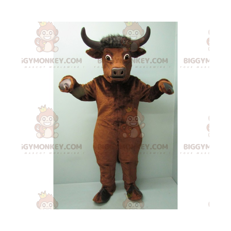 Bull BIGGYMONKEY™ maskotdräkt med svarta horn - BiggyMonkey Bull BIGGYMONKEY™ maskotdräkt med svarta horn - BiggyMonkey