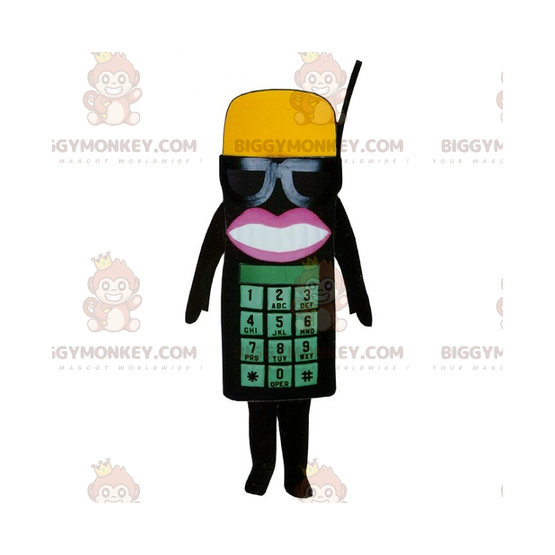 Phone BIGGYMONKEY™ Mascot Costume with Glasses and Cap -