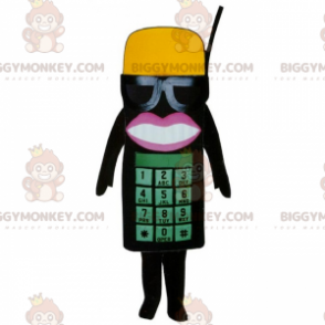 Phone BIGGYMONKEY™ Mascot Costume with Glasses and Cap -