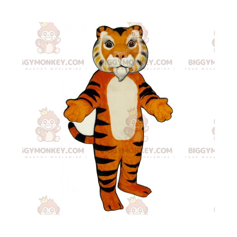 BIGGYMONKEY™ Tigre con disfraz de mascota de cabra blanca - BIGGYMONKEY™ Tigre con disfraz de mascota de cabra blanca -